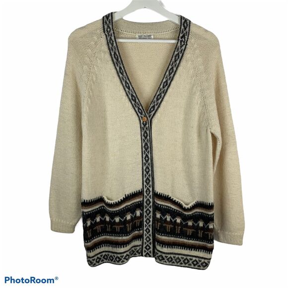 Peruvian One Size Alpaca Wool Cardigan Sweater Collection Button Front Women’s - Picture 1 of 7